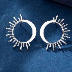 Silver Celestial Sun and Moon Earrings
